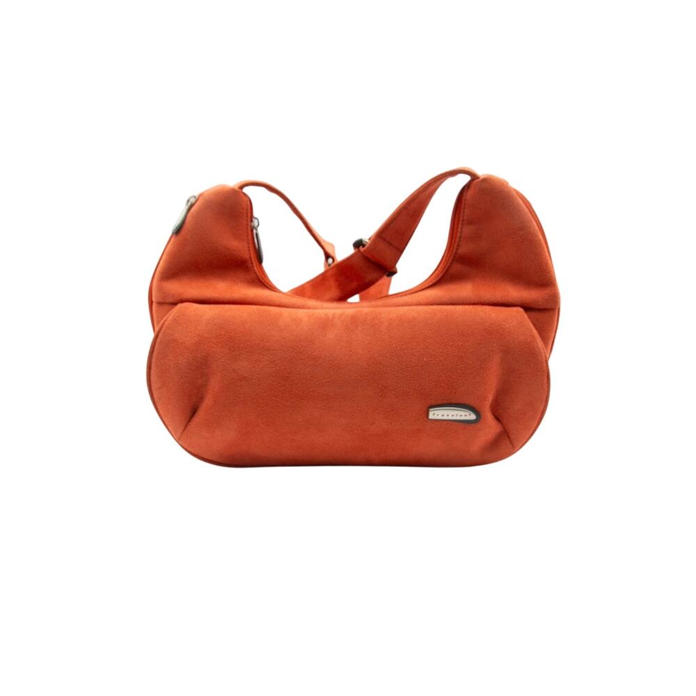 Travelon Hobo Crossbody Bag Orange Microsuede Adjustable Strap Purse MultiPocket